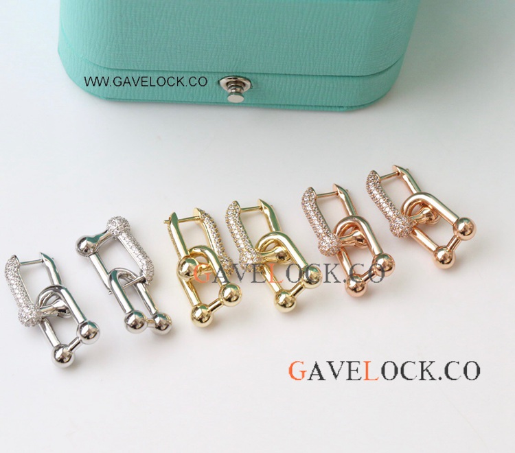 Copy T I F F I N Y Hardwear Gold Earrings Sterling silver Earrings